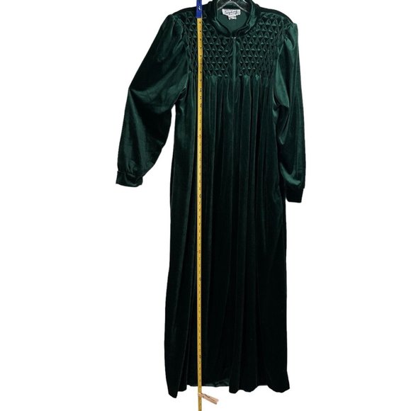 VTG Saybury Womens Velour Full‎ Zip Robe Size S Green Loungewear Long Sleeve - Picture 5 of 10